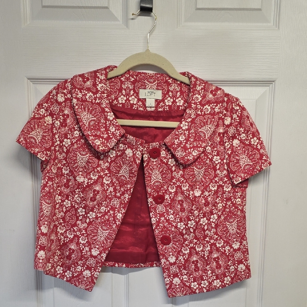 LOFT Red Floral Blazer